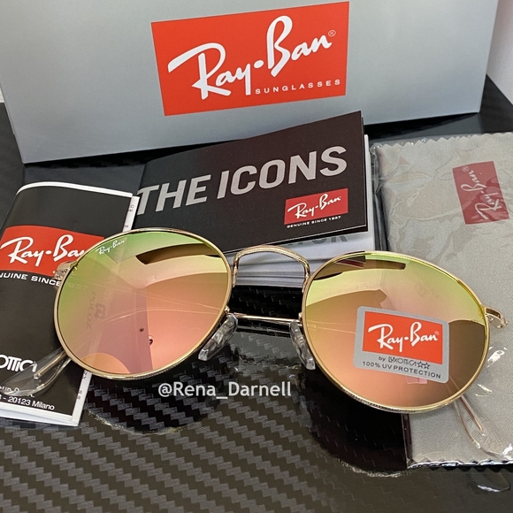 Ray-Ban Pink Round Metal RB3447 New - Picture 2 of 16